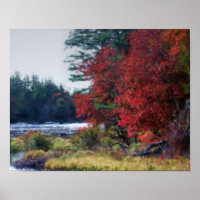 Chute Foliage Pond Peinture Nature Art