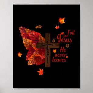 Poster Chute Pour Jésus Il N'A Jamais Feuille Automne Chr