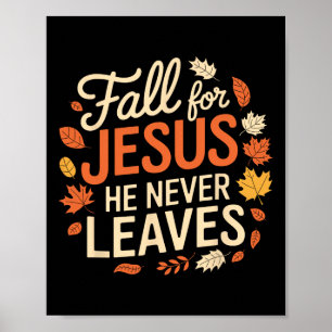 Poster Chute Rétro Pour Jésus Il N'A Jamais Feuille Thank