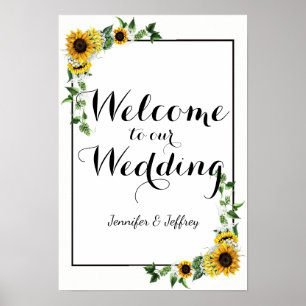 Poster Chute Tournesol Jaune Rustique Mariage de la grang