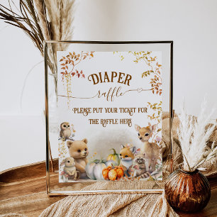 Poster Chute Woodland Little Citrouille Baby shower couch
