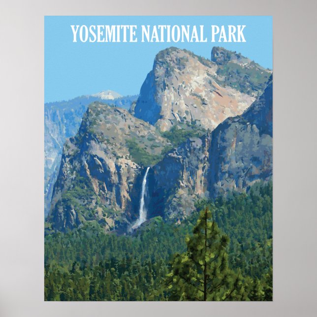 Poster Chutes Bridalveil - Parc national Yosemite (Devant)