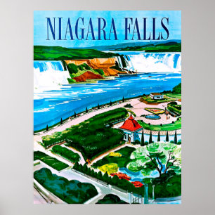 Poster Chutes du Niagara, vue aérienne, Canada, voyage vi