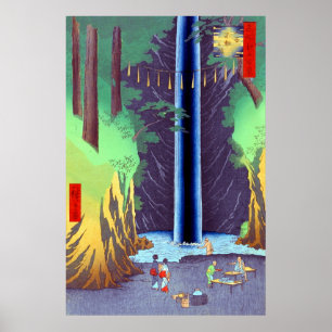 Poster Chutes Fudo Oji 100 Vues d'Edo Utagawa Hiroshige