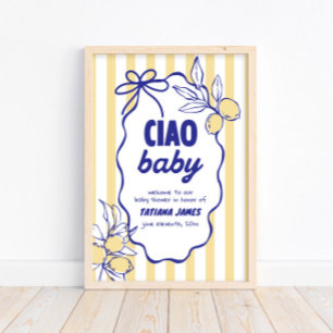 Poster CIAO BABY Lemon Baby shower Amalfi méditerranéen
