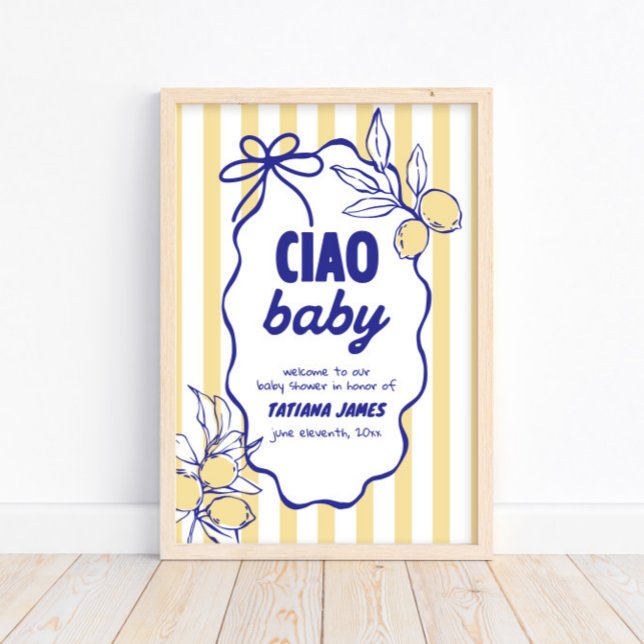 Poster CIAO BABY Lemon Baby shower Amalfi méditerranéen (Créateur téléchargé)