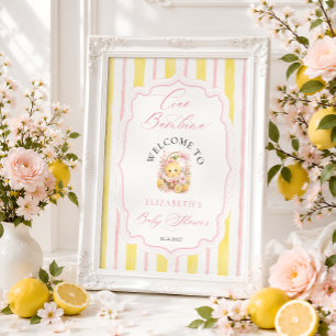 Poster Ciao Bambina Citrons Bienvenue Baby Shower Fille