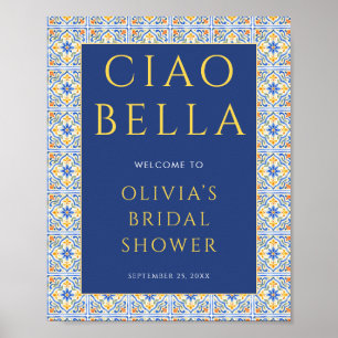 Poster Ciao Bella Bleu Bienvenue Mariage Italien