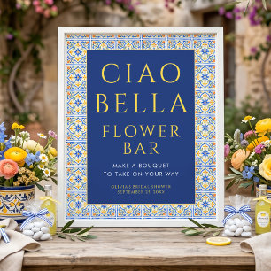 Poster Ciao Bella Fleur Bleue Italienne Bar Shower de Mar