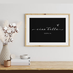 Poster Ciao Bella   Script moderne italien avec coeur