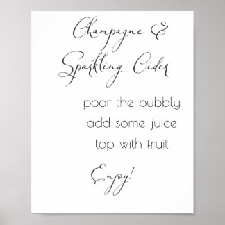 Poster cidre de champagne et d'étincelle - mariage minima