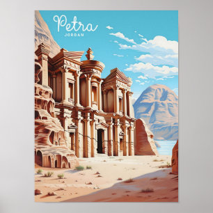 Poster Ciel bleu à Petra Jordanie Vintage voyage
