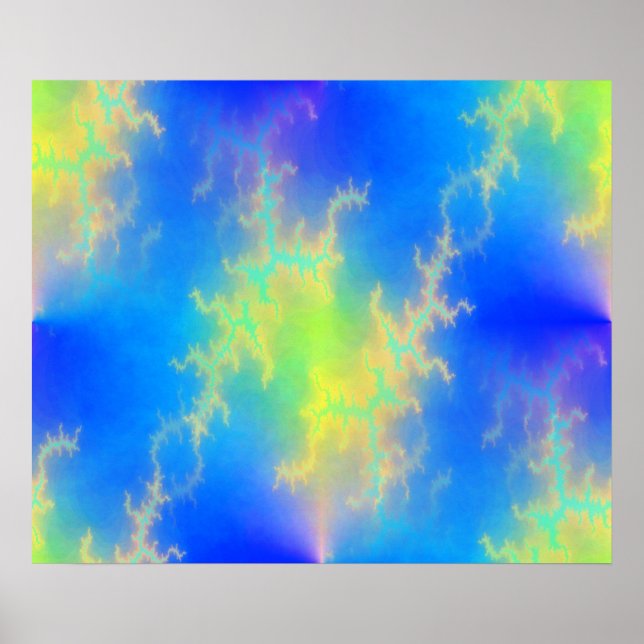 Poster Ciel bleu et boulons de foudre jaune doré (Devant)