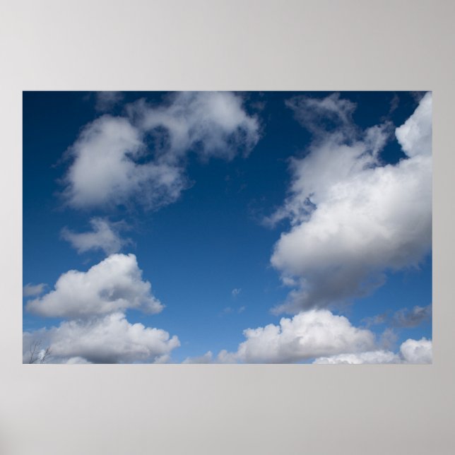 Poster ciel bleu et nuages blancs (Devant)