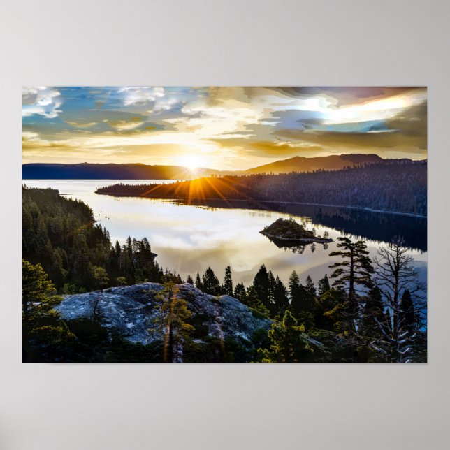 Poster Ciel brillant à Emerald Bay Lake Tahoe en Californ (Devant)