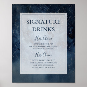 Poster Ciel Céleste Avec Enseigne De Boissons À Signature