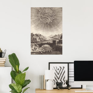Poster Ciel d'astronomie antique avec soleil par Allain M