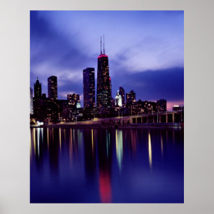 Poster Ciel de Chicago à la tombée de la nuit