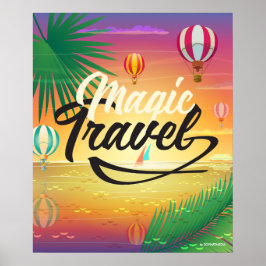 Poster Ciel de coucher d'été, Plage de mer Magie Voyage A