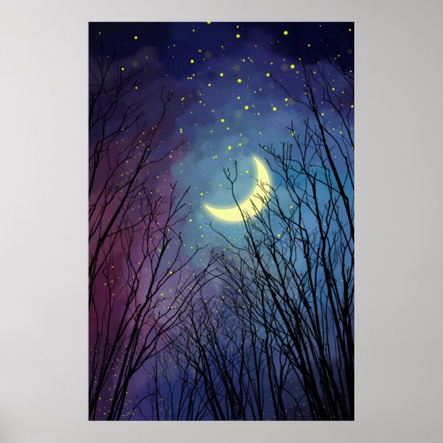 Poster Ciel de la forêt de nuit (Devant)
