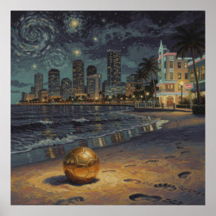 Poster Ciel de Miami Beach au clair de lune Football 2026
