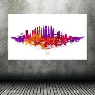 Poster Ciel de New York aquarelle sur blanc