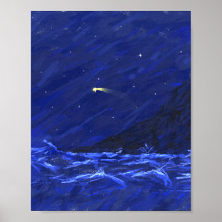 Poster Ciel de nuit Ocean Cliff Tirage Star Canvas