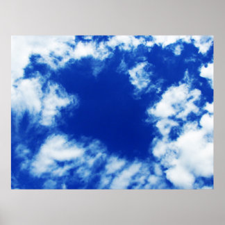 Poster Ciel de printemps bleu parsemé de nombreux nuages 