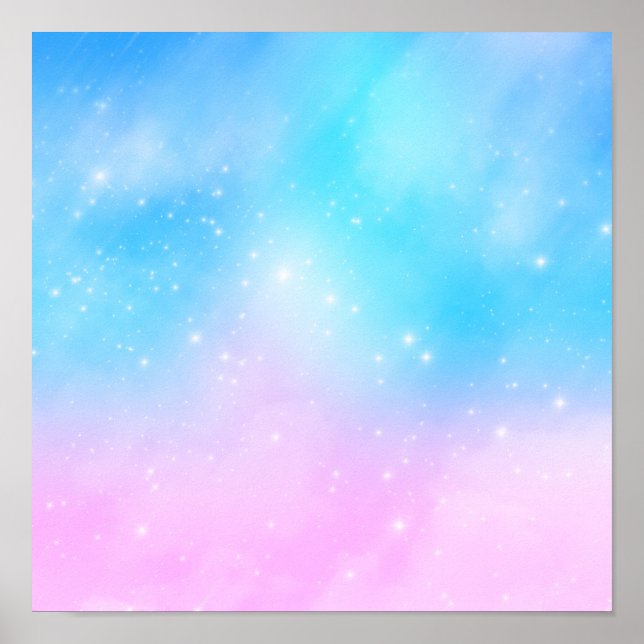 Poster Ciel dégradé rose et bleu pastel (Devant)