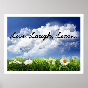 Poster ciel et fleurs, Vis, Ris, Apprends.