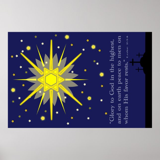 Poster ciel étoilé avec croix luke 2:14 (Devant)