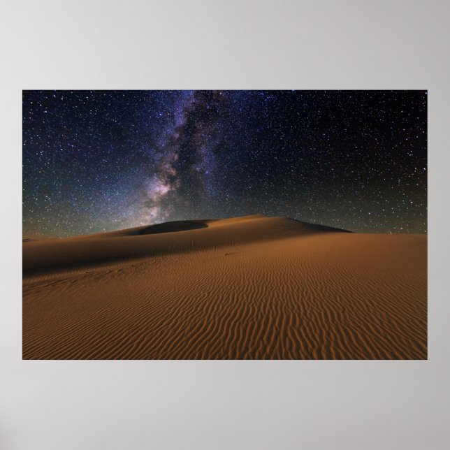 Poster Ciel étoilé sur le désert de Gobi Dunes de sable (Devant)