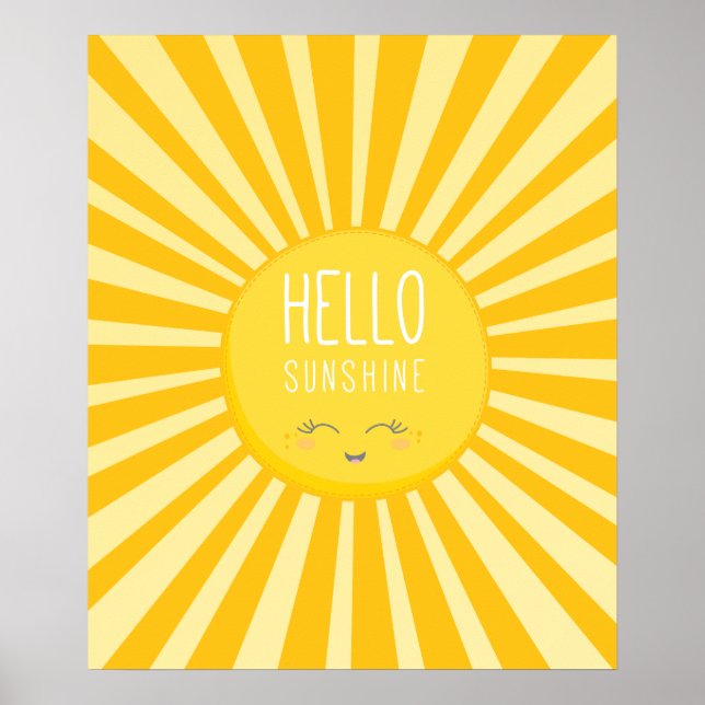Poster Ciel KAWAII ensoleillé jaune vif soleil souriant r (Devant)