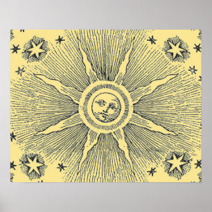 Poster Ciel Nocturne Antique Étoiles Solaires Zodiaque Mé