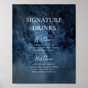 Poster Ciel nocturne céleste   Signature Argent Signet Bo