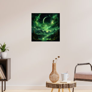 Poster Ciel nocturne de la galaxie émeraude au-dessus de