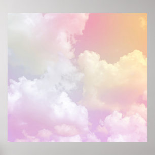 Poster Ciel orange rose doux : Fluffeux