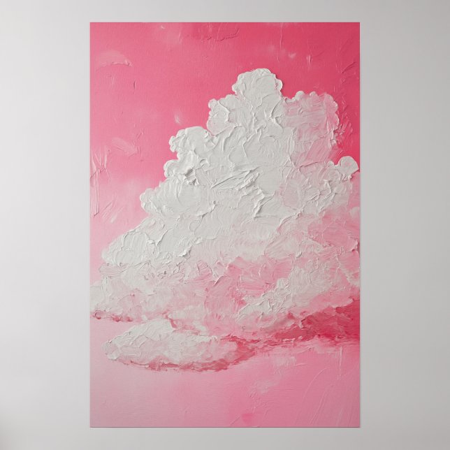 Poster Ciel rose et nuages blancs (Devant)