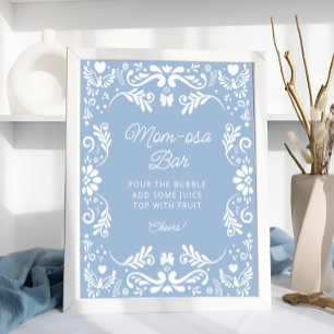Poster Cielito Lindo Baby shower Mexicain Bleu Maman-osa