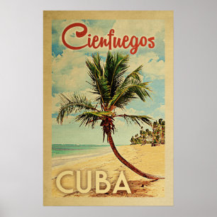Poster Cienfuegos Palm Tree Vintage voyage