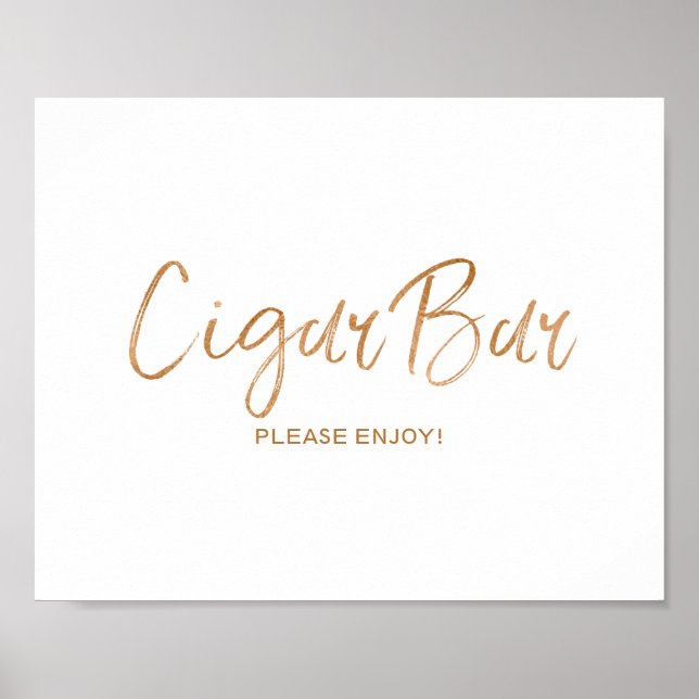 Poster Cigar Bar 8x10 Rose élégant Mariage or Signal (Devant)