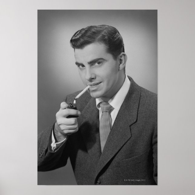 Poster Cigarette Homme Éclairage (Devant)