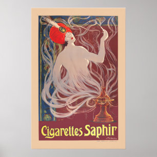Poster Cigarettes Saphir 1900 Style Vintage Tabac