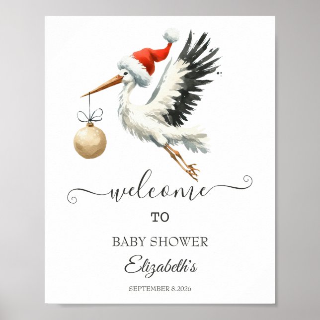 Poster Cigogne de vacances adorable et mignonne (Devant)