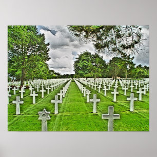 Poster Cimetière américain en Normandie France