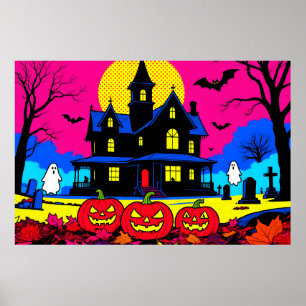 Poster Cimetière d'Halloween de l'art pop moderne