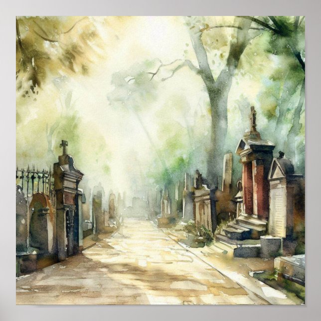 Poster Cimetière London-Highland (B), aquarelle (Devant)
