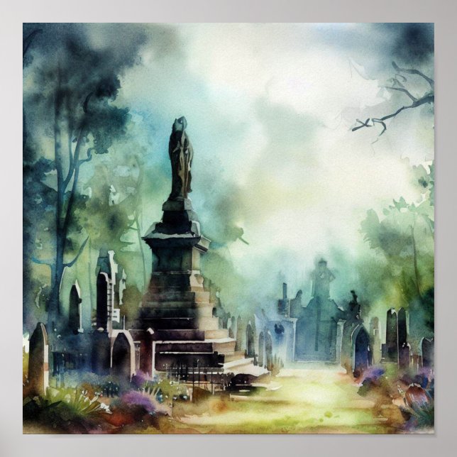 Poster Cimetière London-Highland (D), Aquarelle (Devant)