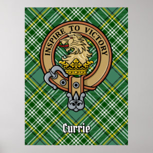 Poster Cimier de lion Clan Currie sur Tartan