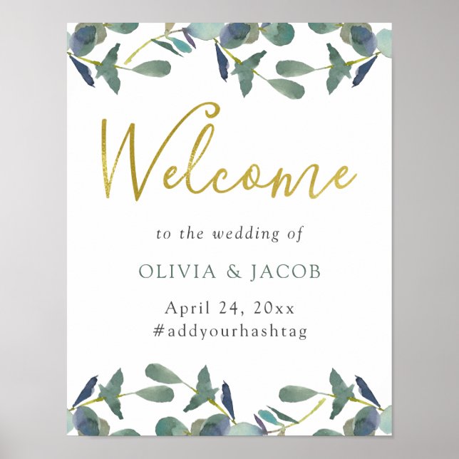 Poster Cimier d'Eucalyptus | Bienvenue du Mariage de text (Devant)
